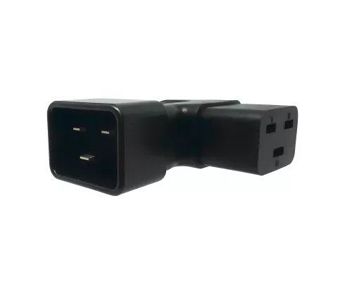 C19 to C20 angled mains adapter, YL-3318L-1 IEC 60320-C19/20 angled sideways, right/left
